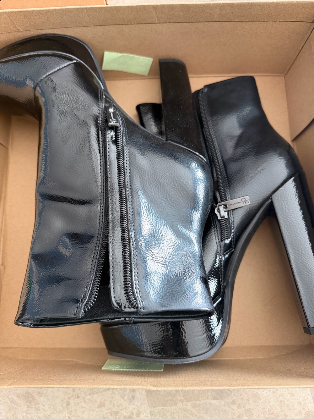 Jessica Simpson Black Patent Platform Ankle Boots